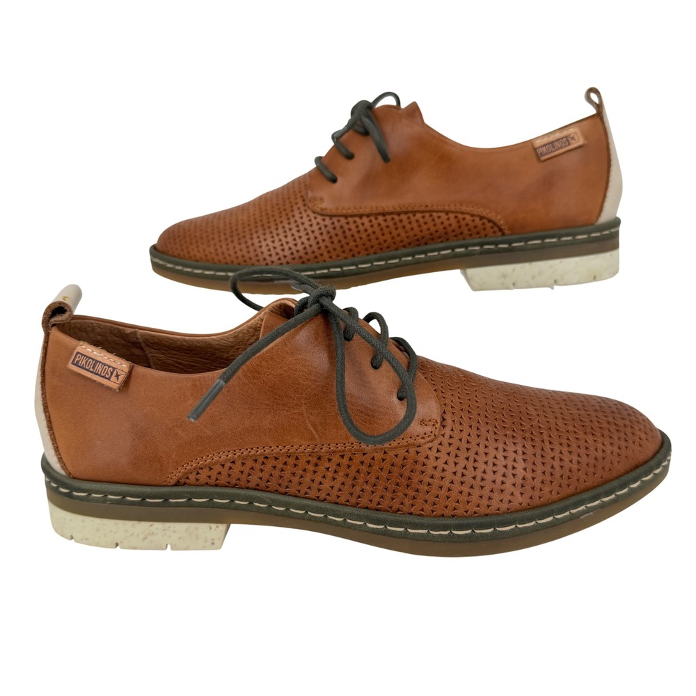 Pikolinos Cadaques Oxford Shoes Womens 36 Brown Leather Perforated Lace Up